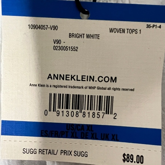 Anne Klein Feminine Classic Long Sleeve Flowy White Blouse Sheer Detail Size XL - Picture 6 of 6